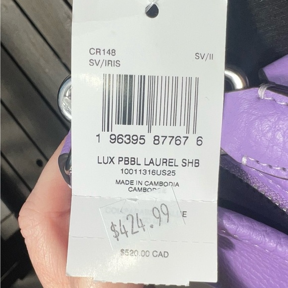 COACH Shoulder/Crossbody Purse Purple Pebble Leather w Silver Hardware NEW! - Picture 10 of 12